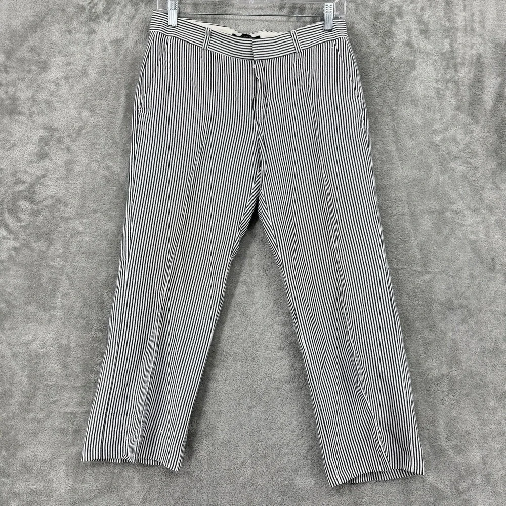 Banana Republic Pants Womens 2 Logan Striped Linen Blend Nautical Pockets Preppy